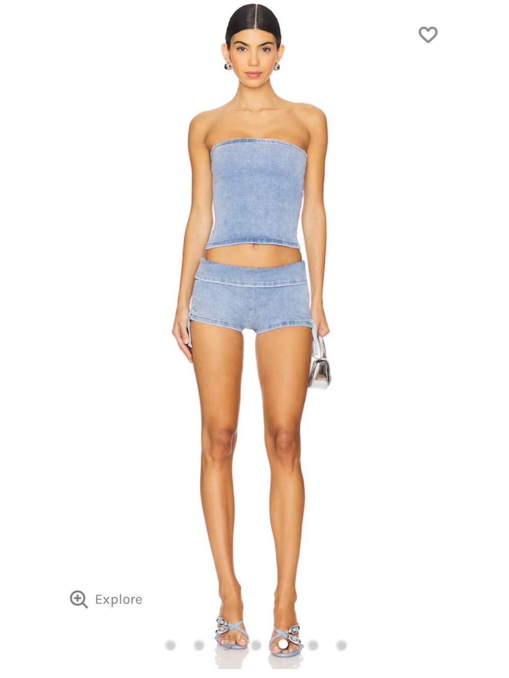 I.AM.GIA Light Blue Denim Tube Top & Shorts Set XS Carter stretchy strapless